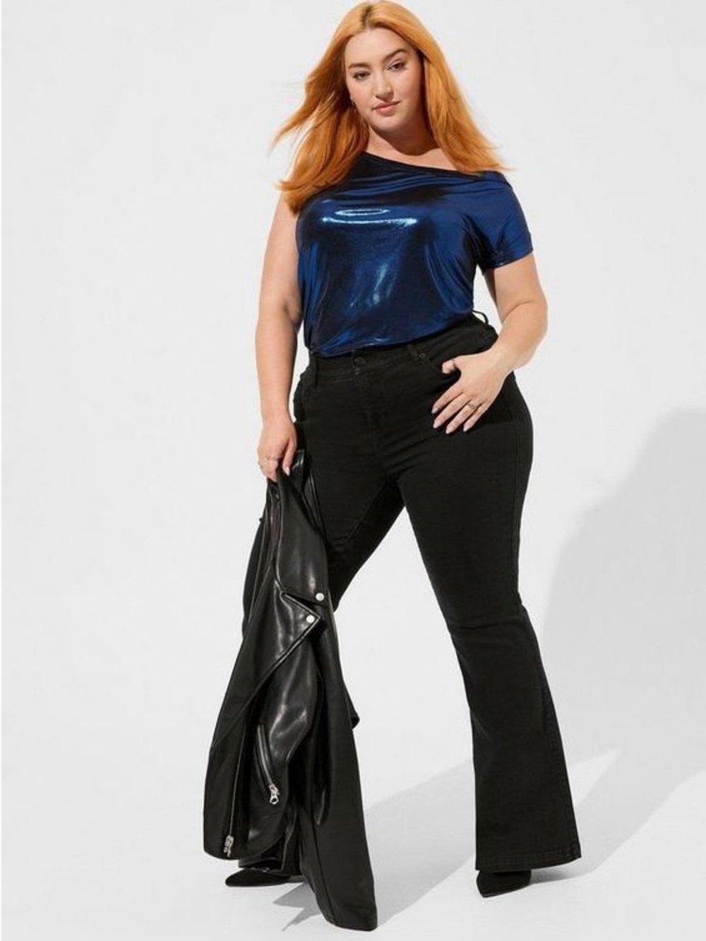 Torrid Liquid Shine Off Shoulder Top Size 1X - Picture 2 of 10